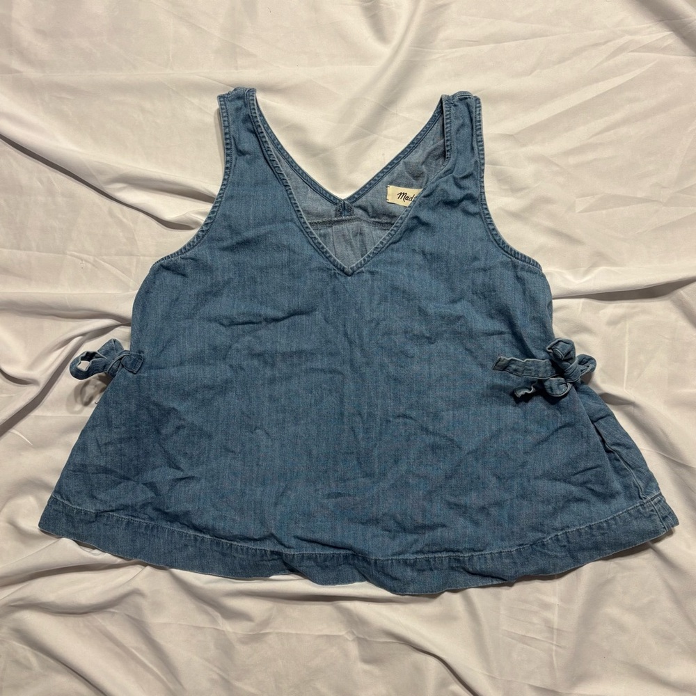 Madewell | Blue Denim Flowy Tank with Side Ties Sz XS